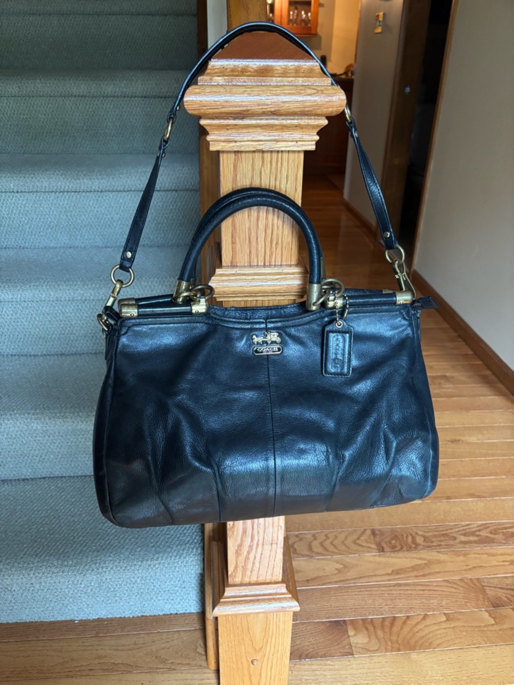 Coach - Madison Carrie Satchel In Supple Black Leather w/ Brass Hardware